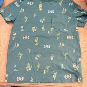 Kids Short Sleeve Tee with Surfboard Print - Green